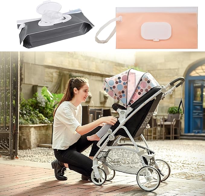 4pcs Baby Wipe Dispenser for Travel, Portable Refillable Baby Wipes Container for Diaper, Wipe Dispenser, Reusable Travel Wet Wipe Pouch for Outdoor, Camping, Hiking.