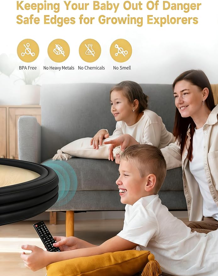 7.9''W Extra-Wide Edge Protector, 6.56FT 0.79''Th Baby Proofing Corner Guards, Safety Furniture Bumper, Pre-Taped, Thick Soft Rubber Foam Padding for Fireplace Table Stair Cabinet (Black)