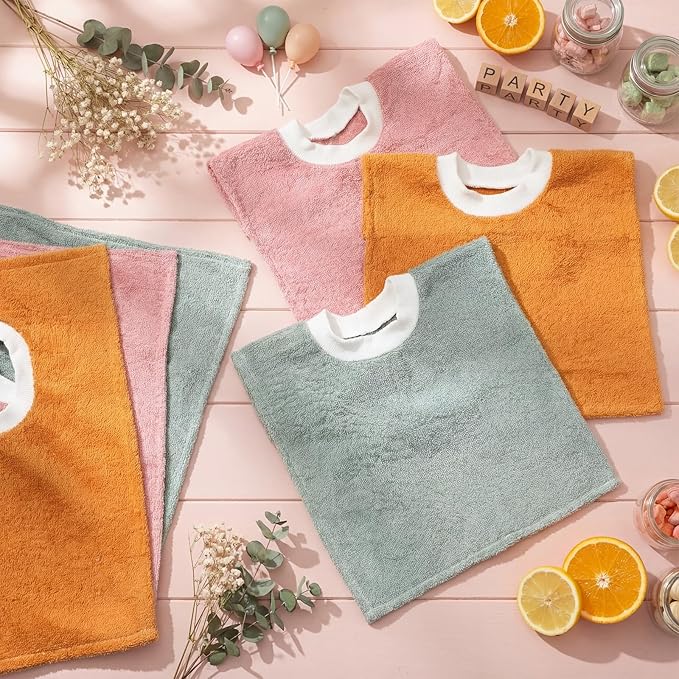 Foaincore 6 Pcs Pullover Baby Bibs Cotton Terry Toddler Absorbent Infant for Feeding and Drooling Towel Bib (Multi Colors)