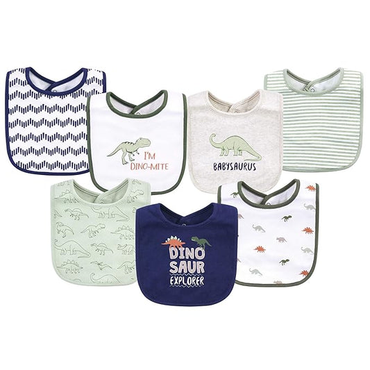 Hudson Baby Unisex Baby Cotton Bibs, Dinosaur Explorer, One Size