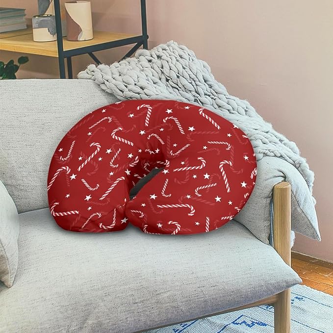 Candy Cane Nursing Pillow Cover Stain Resistant Breastfeeding Pillow Slipcover for Christmas Lightweight Pillow Cover for Infant Snug, Custom Gifts for Toddler Infant