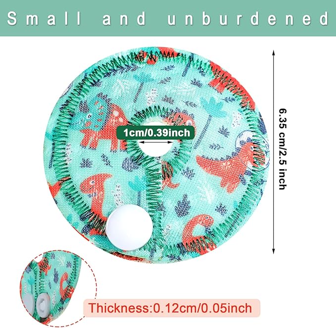 Breling 24 Pack Cotton Pads for Feeding Support, Feeding Pads Supplies G Shape Button Covers for Care(Dinosaur)