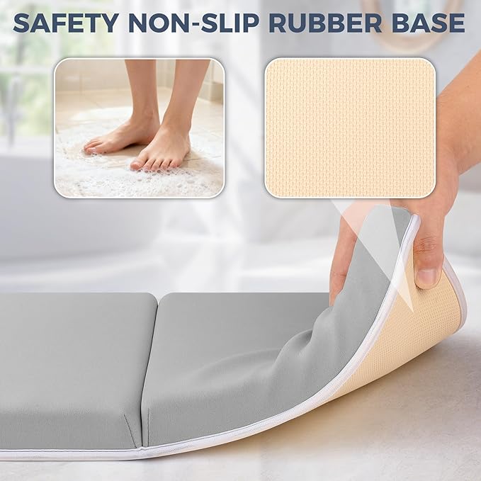 Bath Kneeler and Elbow Rest Pad Set - Comfortable 1.5” Thick Baby Bath Kneeler Pads with Toys Organizer, Non-Slip Knee Arm Support Bathtub Mat, Quick-Drying Kneeling Pad for Baby Bath Time