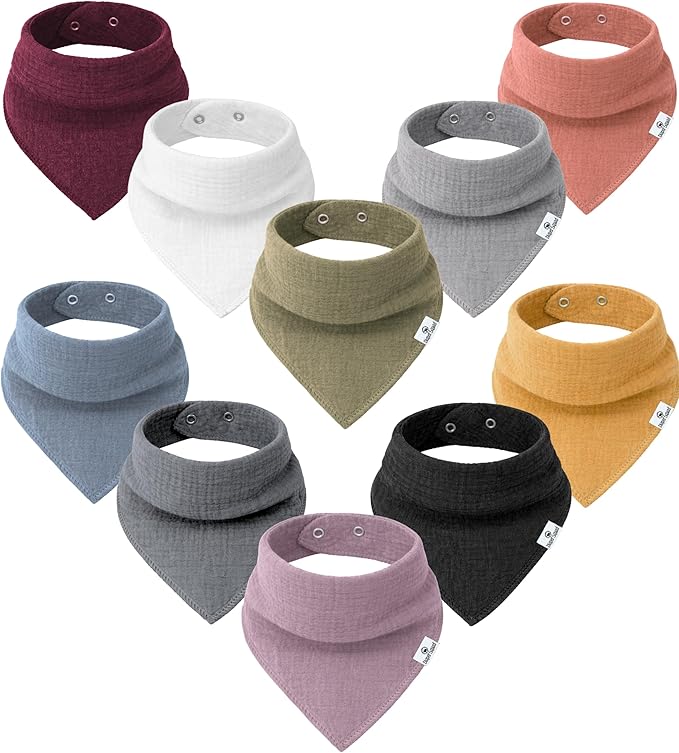 DiaperSquad's 100% Organic Cotton Baby Drool Bibs, Super Absorbent & Adjustable Baby Bibs for Drooling and Teething