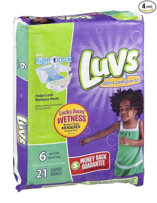 Luvs Stretch with Size 6 Ultra Leakguards Diapers, 21 Count Per Pack - 4 Per Case.
