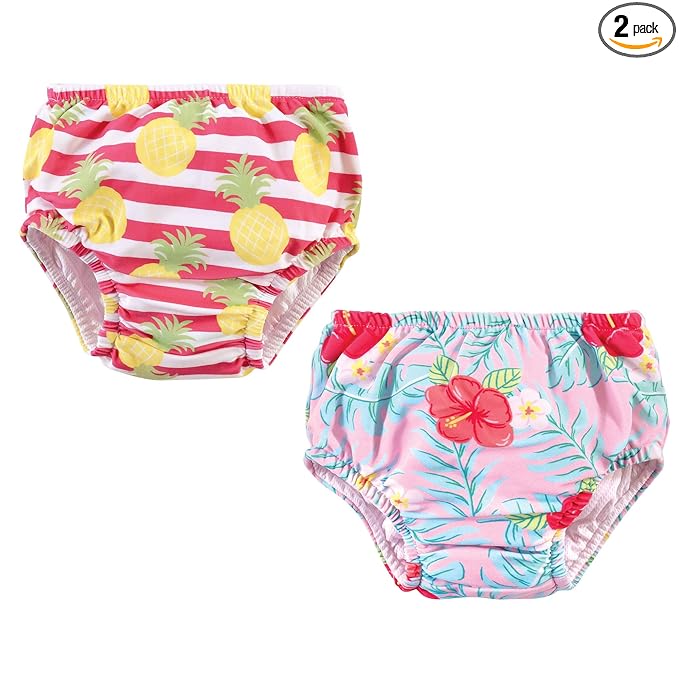 Hudson Baby Unisex Baby Swim Diapers, Tropical Floral, 4 Toddler