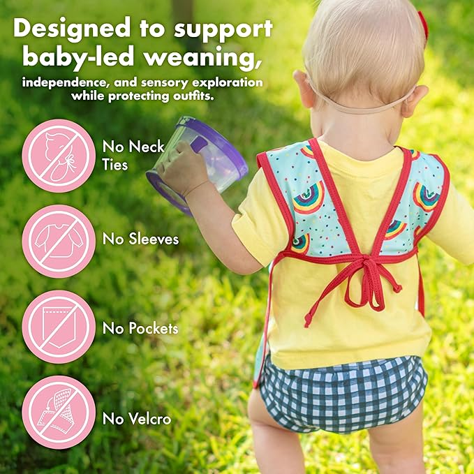 BapronBaby Eric Carle Food Parade Bapron - No Neck Tie Safer Bib for Baby & Toddler - Soft Waterproof Stain Resistant - Machine Washable - Sz Preschool 3-5yrs