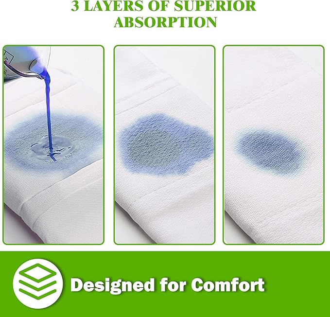 Prefold Cloth Diapers - Premium Cotton, Fasoar 3 Ply Environmental Friendly Baby Washable Diaper Covers for Babies to Toddlers Multi-Use (10-35 lbs) 6 Count