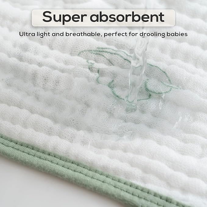 Muslin Burp Cloths, 20"x10"- Pack of 8, 6 Layers Super Soft Absorbent & Breathable 100% Cotton for Baby Drool and Messes, Burp Cloth Baby Boy and Burp Cloths Baby Girl