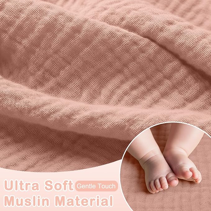 Basumee Muslin Changing Pad Cover Waterproof 2 Pack Baby Changing Table Covers for Boys and Girls Soft Breathable Nursery Diaper Change Table Cover Pad Fits 32"x16", Pink Butterfly