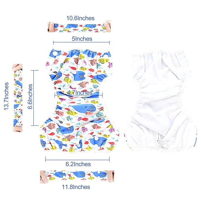 Langsprit 3 Pack Swim Diaper for Baby & Toddle,Reuseable Washable Diaper Swim for Swimming Lesson & Baby Shower Gifts