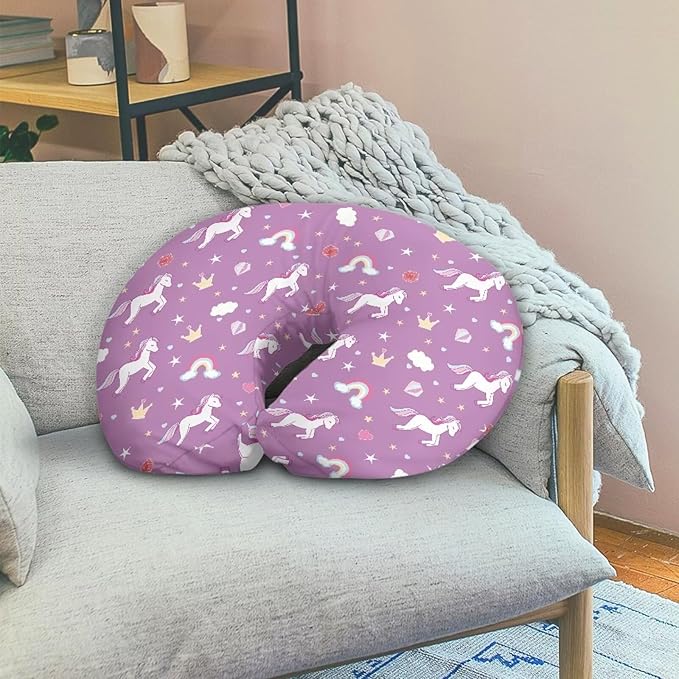 Nursing Pillow Cover, Fits The Original Support for Breastfeeding, Bottle Feeding, and Bonding Unicorn Rainbow Comfortable Slipcover for Baby Girl and Boy