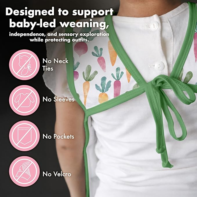 BapronBaby Farm Produce Bapron - No Neck Tie Safer Bib for Baby & Toddler - Soft Waterproof Stain Resistant - Machine Washable - Sz Preschool 3-5yrs