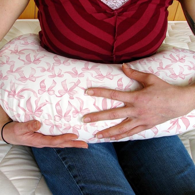 Pink Valentine's Bows Baby Nursing Pillow Covers for Girl Girly Bows Nursing Slipcovers for Breastfeeding Pillows Baby's First Valentine's Day Soft Stretchy Removable Covers for Newborn Infant