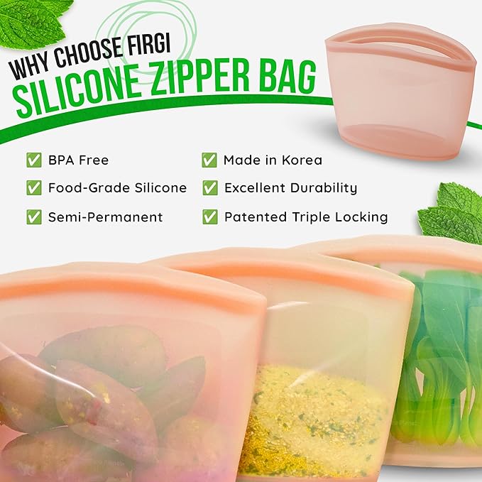 Reusable Silicone Family Size Bag, 10 Cups, XL Food Storage Container, Made in Korea BPA-Free Platinum Silicone, Freezer Bag, Microwave Safe, Sous Vide, Bulk Veggies, 85oz, Yellow