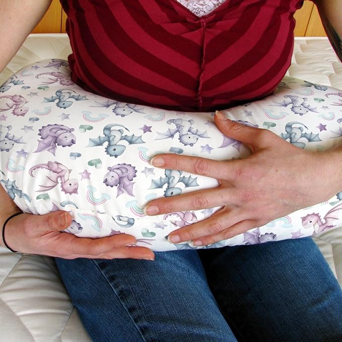 Fairytale Dragon Love Stars Baby Nursing Pillow Covers for Boy Girl Baby Dragons Purple Nursery Feeding Pillowcase for Breastfeeding Pillows Fantasy Animal Soft Stretchy Slipcover for Newborn Infant