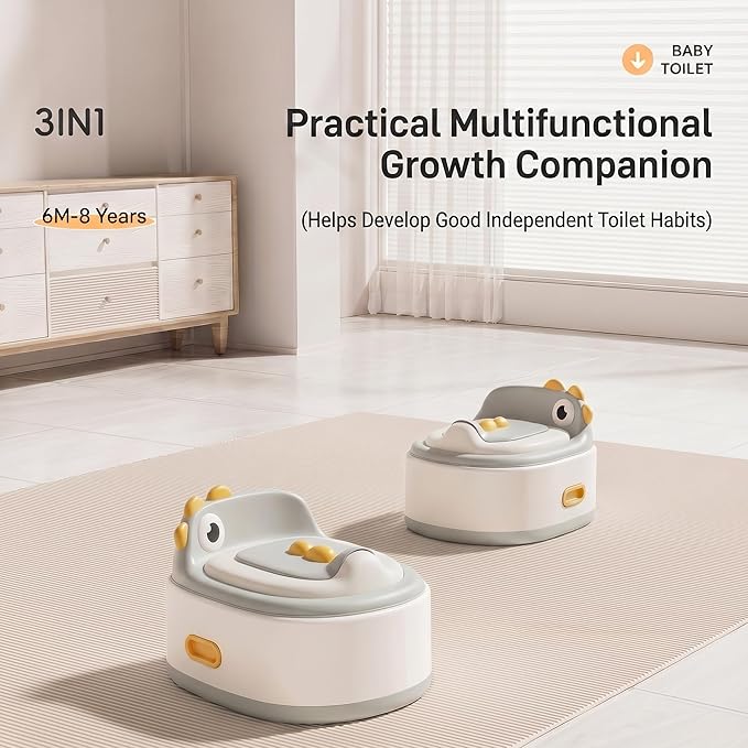 Toddler Potty Toilet for Baby 3-in-1 Training Seat, Potty Chair for kids Portable Removable Seat with Sturdy Step Stool, Splash Guard & Comfortable Backrest, Bowl Easy to Clean