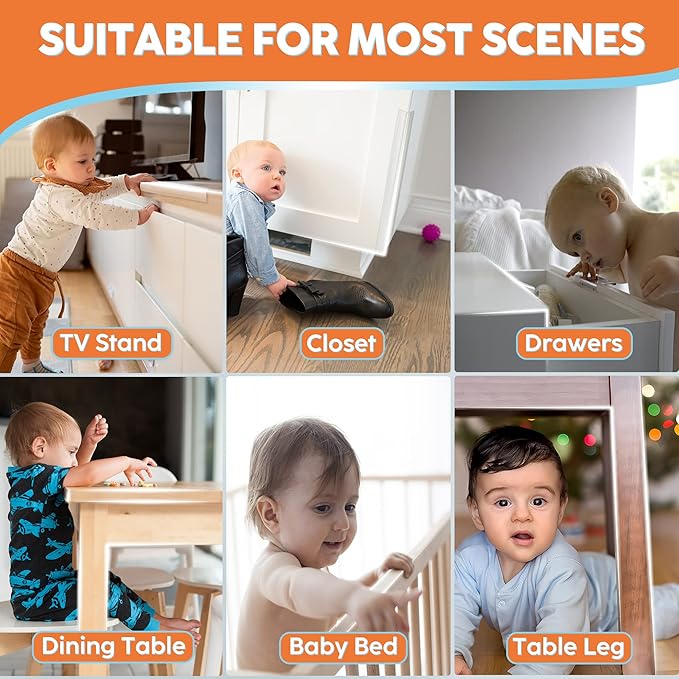 Baby Proofing, Edge Protector 100% Silicone, Soft Corner Protectors for Kids, Pre-Tape Adhesive Edge Guard for Kids Safety, Child Drawer Furniture Cabinet Bumper (9.84ft 0.6x0.6in(Width))