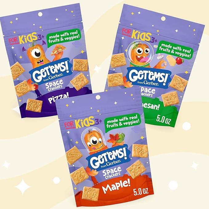 Get'ems! from Gerber Pizza Space Crackers, Kids Snack, Iron, Vitamin E, Kids Crackers, 8PK