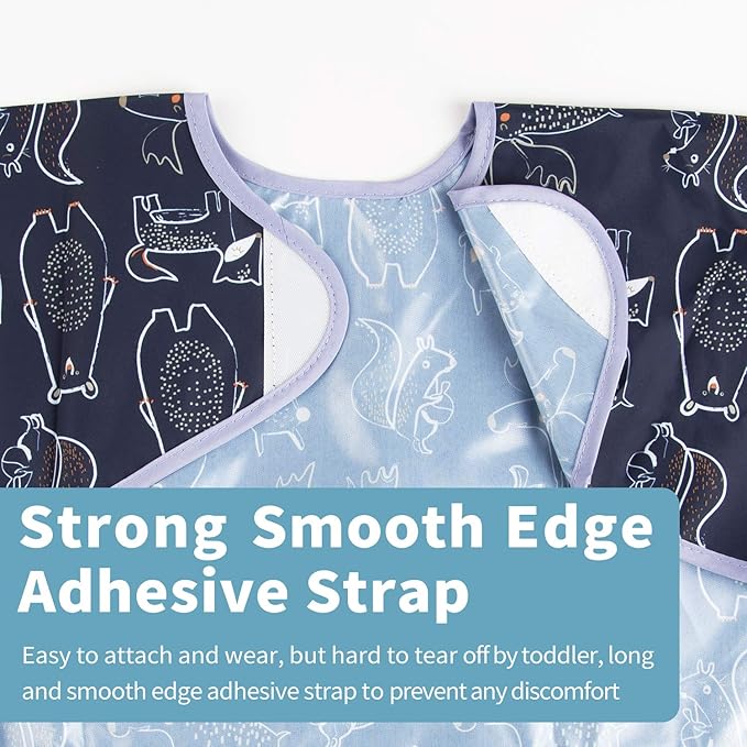 3 Pcs Long Sleeved Bib Set|Baby Waterproof Bibs with Pocket Bundle|Toddler Bib with Sleeves|Stain Resistance Smock 6-24 Month