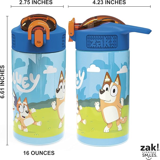 Zak Designs Bluey Kids Dinnerware Gift Set Includes Plate, Bowl, Tumbler, Water Bottle, and Utensil Tableware, Made of Durable Material and Perfect for Kids (6 Piece Gift Set, BPA-Free)