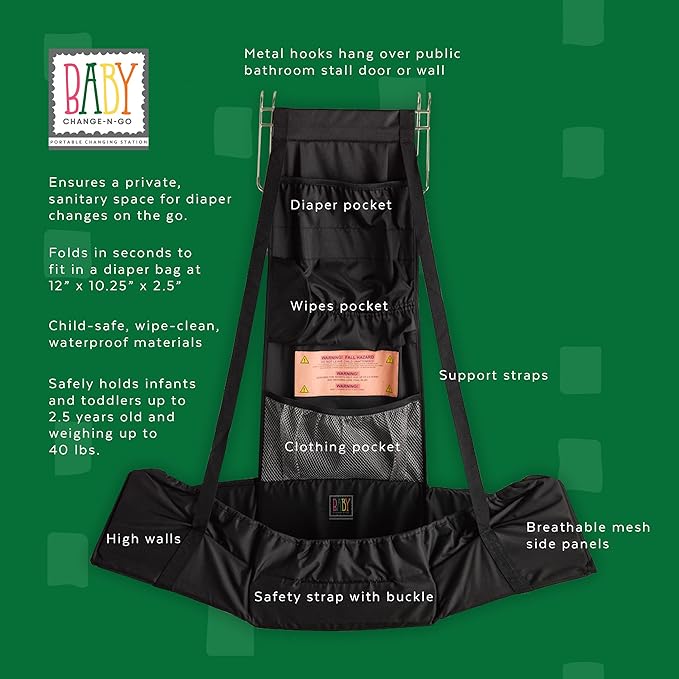 Travel Diaper Changing Station, Folds to fit in your diaper bag, Black