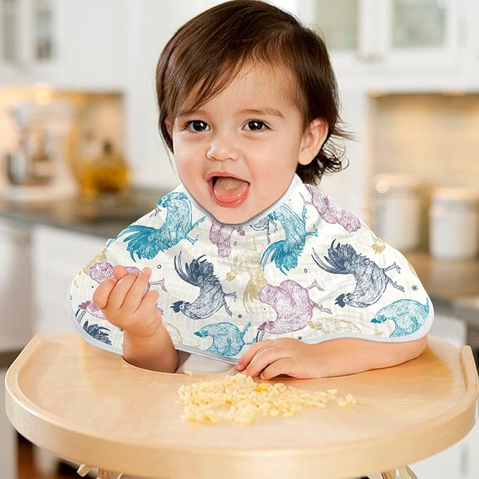 vvfelixl Burp Cloths Chicken Collection for Baby Boy Girls Baby Washcloths Burp Rags 1 Pack Beige