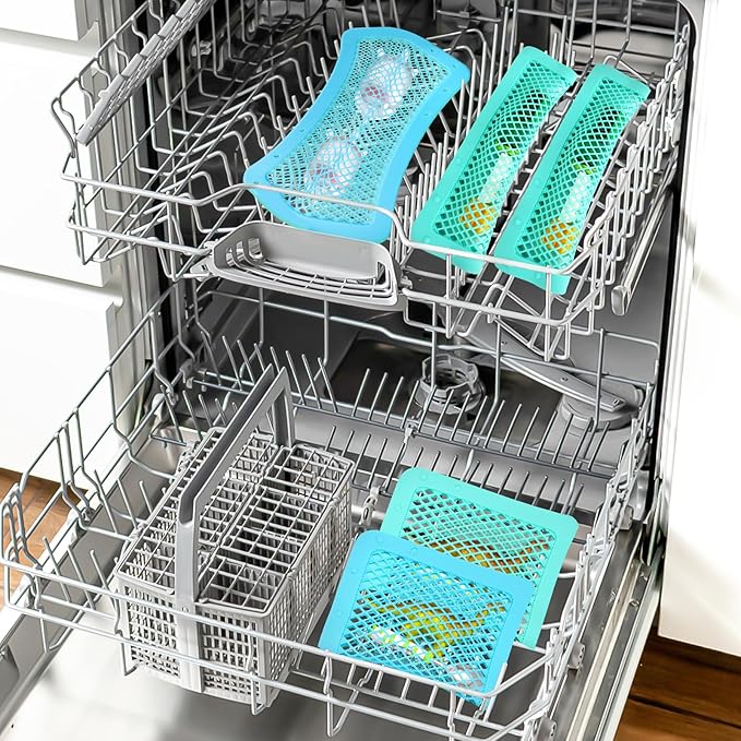 Silicone Dishwasher Basket for Baby Items Dishwasher Bag for Small Items Dishwasher Bottle Parts Basket Bottle Nipples Baby Dishwasher Breast Pump Accessories Pacifier Toy Parts (Blue, Green)