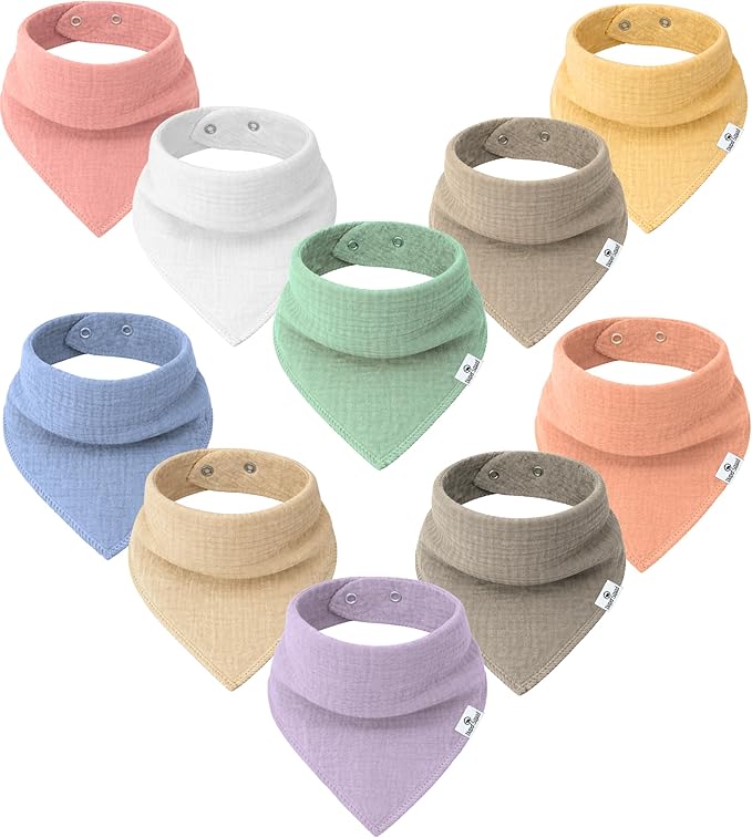 DiaperSquad's 100% Organic Cotton Baby Drool Bibs, Super Absorbent & Adjustable Baby Bibs for Drooling and Teething