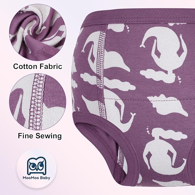 MooMoo Baby Potty Training Underwear 10 Packs Absorbent Toddler Training Pants for Boys and Girls Cotton Pee Pants 2T-9T