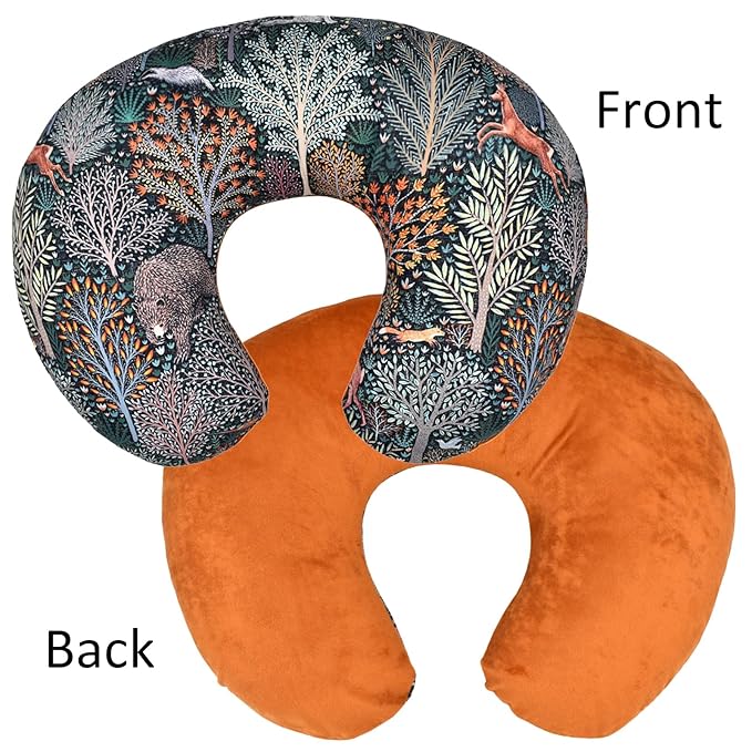 Winmany 2 Pack Baby Nursing Pillow Cover Newborn U-Shaped Breastfeeding Pillowcase Cushion Cover Stretchy Replaceable Forest&Floral Pillow Cover Slipcover 22.5x20