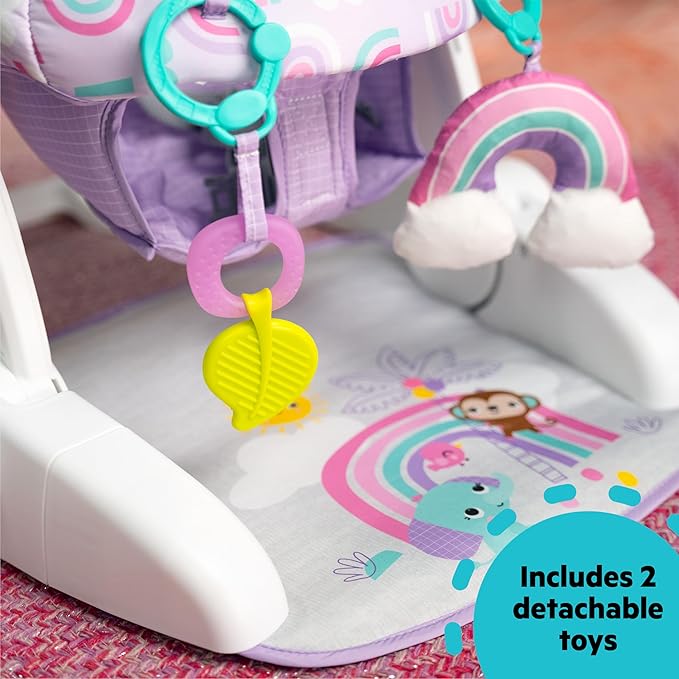 Bright Starts Learn-to-Sit Baby Floor Seat, 2-Positions Grow with Infant, Portable Baby Chair, Includes Sensory Toys, Unisex, 4-12 Months, Purple Paradise