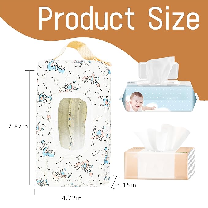 Quilted Baby Wipe Holder Floral Diaper Pouch Portable Quilted Wipes Bag for Car, Stroller