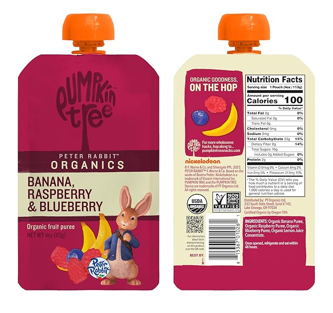 Peter Rabbit Organics Baby Raspberry Banana Blueberry, 4 oz