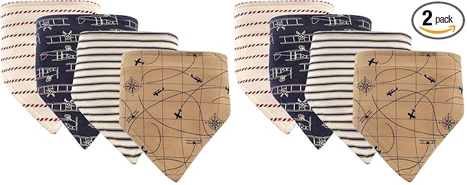 Hudson Baby Unisex Baby Cotton Bandana Bibs, Airplane, One Size (Pack of 2)