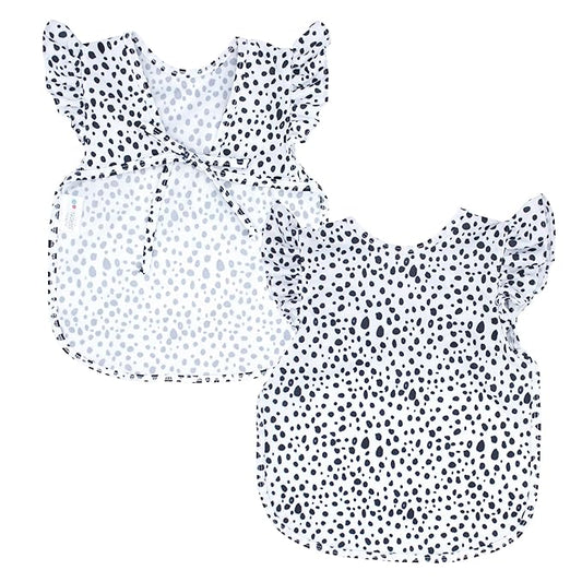 BapronBaby Flutter Organic Dot Bapron - No Neck Tie Safer Bib for Baby & Toddler - Soft Waterproof Stain Resistant - Machine Washable - Sz Baby/Toddler 6m-3T