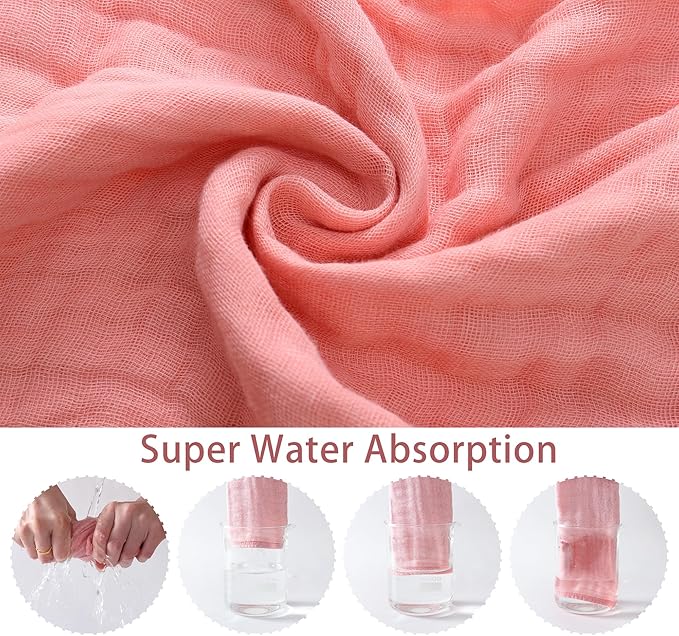 Muslin Burp Cloths 5 Pack Large 20x12 inches Baby Burping Cloths, 6-Layer 100% Cotton for Newborn Boys Girls, Ultra Soft & Absorbent (Pink & Coffee)