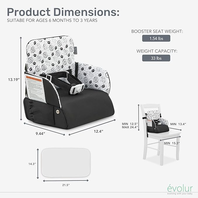 Evolur Snug Packsack 2-in-1 Portable Booster Seat and Travel Bag