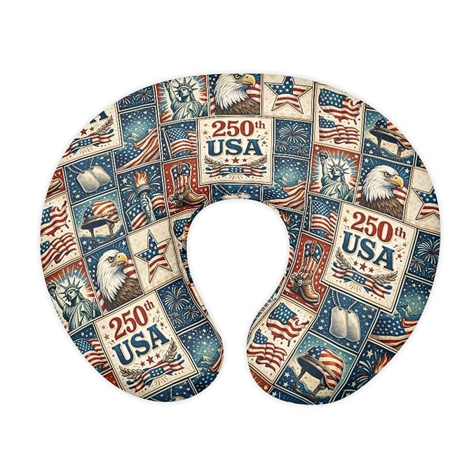 Jeiento US Flag Eagle Soft Nursing Pillow Covers America's 250 Years Anniversary Patriotic Breastfeeding Pillowcase Newborn U-Shaped Cushion Cover for Baby Girl and Boys Independence Day Decor