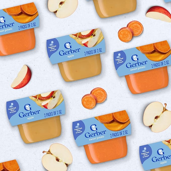 Gerber Stage 1 Baby Food, Sweet Potato Puree Tub, No Artificial Colors or Flavors, Baby Puree, 16-Pack