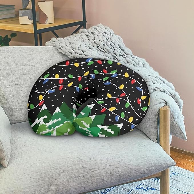 Christmas Tree Lights Nursing Pillow Covers, Nursing Pillow Slipcovers Breastfeeding Newborn Infant Feeding Cushion Cover Case