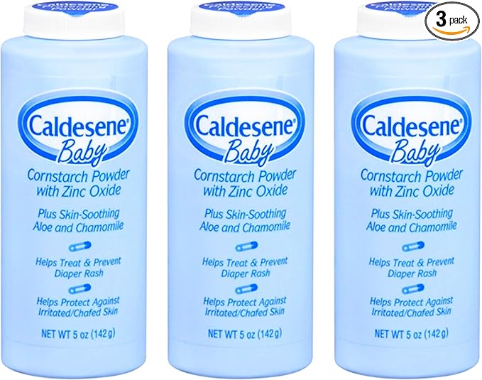Caldesene Cornstarch Baby Powder with Zinc Oxide, Talc-Free Baby Powder, 5 Oz (3 Pack)