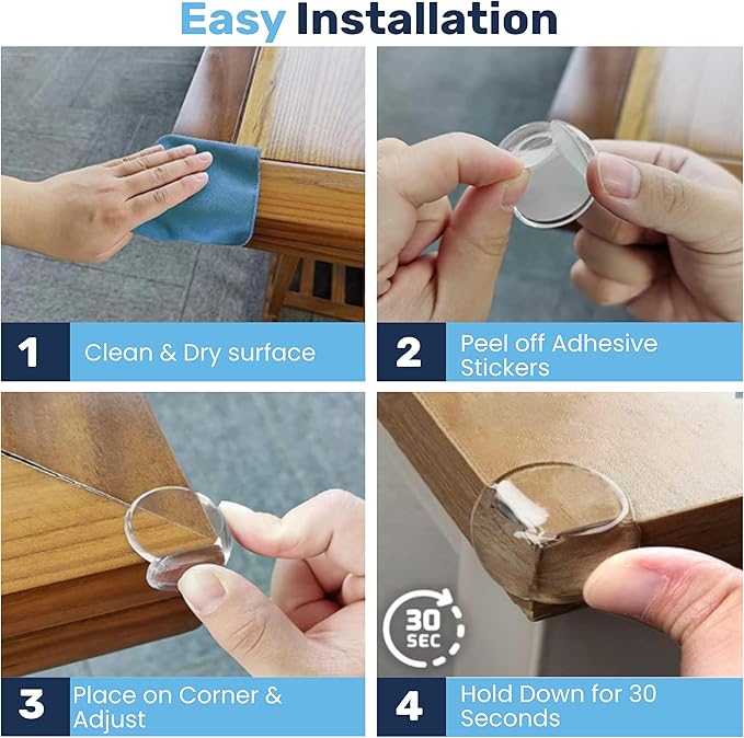 Baby Proof Me 12 Pack Large Table Corner Protector for Baby & Toddlers, Clear Corner Guards & Edge Protectors, Furniture Corner & Edge Safety Bumpers, Baby Proofing for Sharp Edges, Strong Adhesive