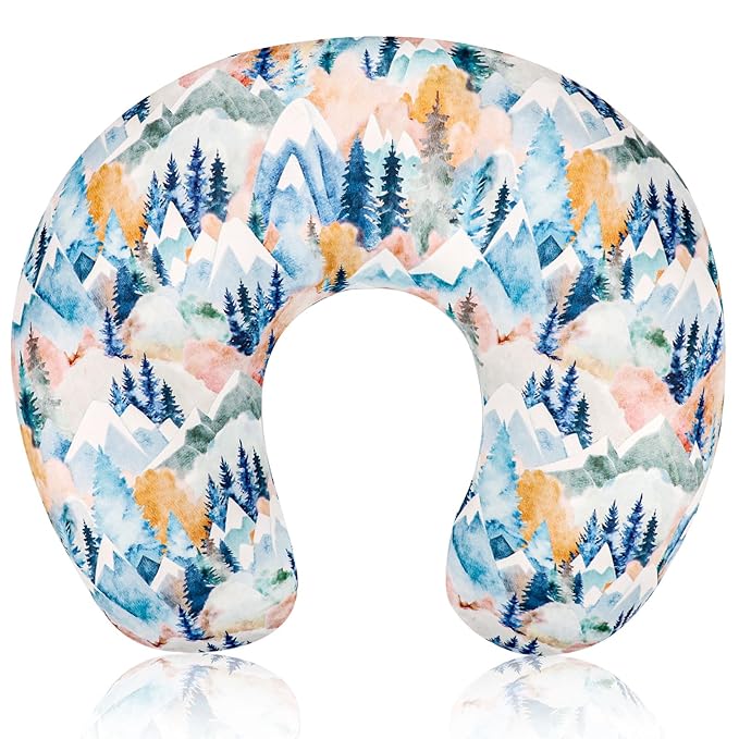 Baby Nursing Pillow Cover, Removeable Breastfeeding Pillow Slipcover, Nursing Pillow Case for Newborn Boys Girls, Soft Fabric Fits Snug On Infant, Washable & Breathable, Fall Mountain
