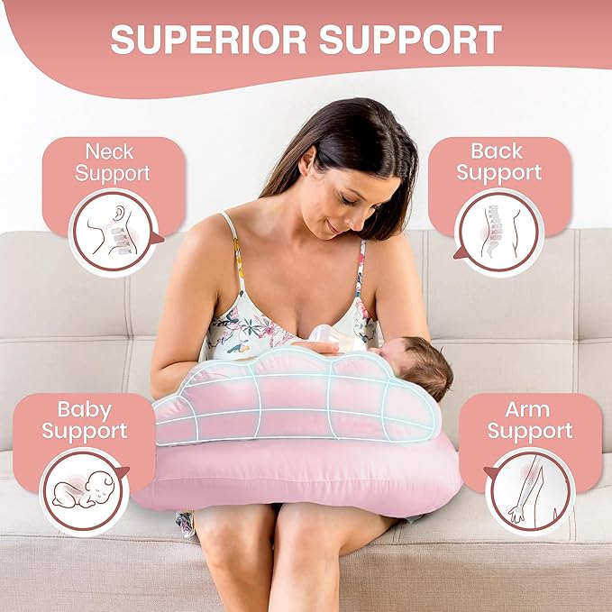 PILLANI Nursing Pillow, Breastfeeding Pillows for Enhanced Safety & Comfort for Mom & Baby, Removable Cotton Cover, Adjustable Waist Strap, Breastfeeding Essentials, Baby Registry Search