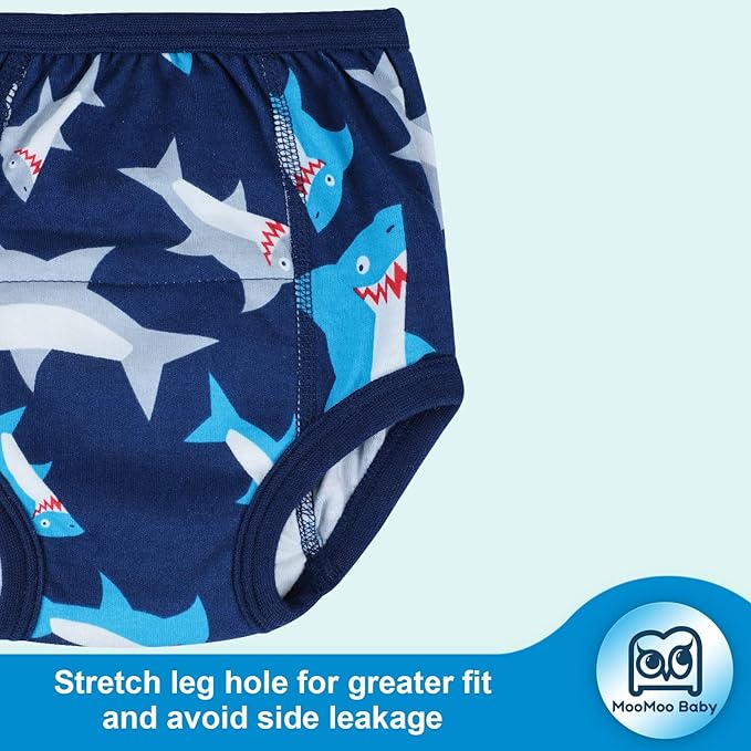 MooMoo Baby Training Underwear 4 Packs Absorbent Toddler Potty Training Pants for Boys and Girls-Cotton Animal Print 2T-6T
