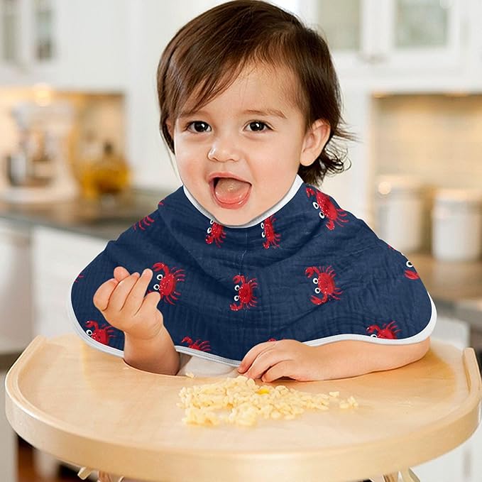 Sea Cute Red Crabs Burp Cloths Baby Boys Girls Absorbent Soft Cotton Burping Cloths Rags 2 Pack