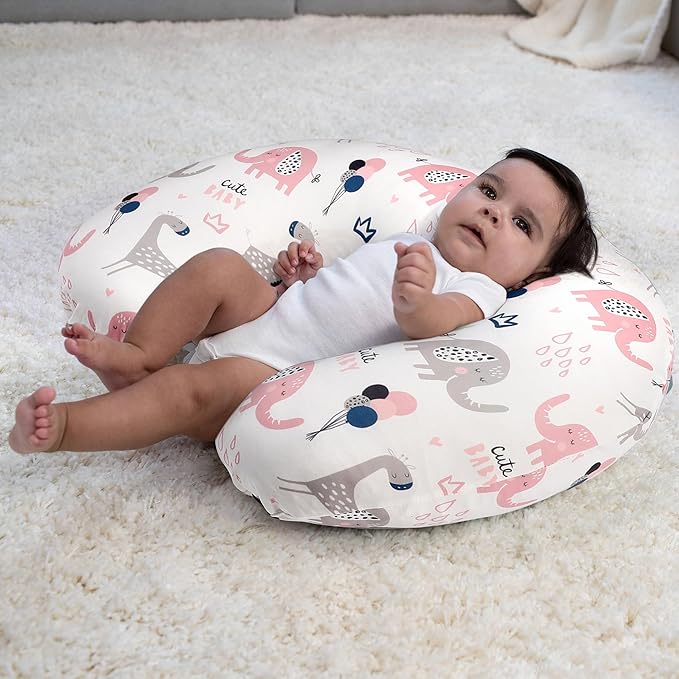 BROLEX Baby Nursing Pillow Covers: 2-Pack Soft Slipcovers for Breastfeeding Pillows - Comfortable Fabric, Fits Standard Nursing Pillows for Boys & Girls - Elephant Rabbit