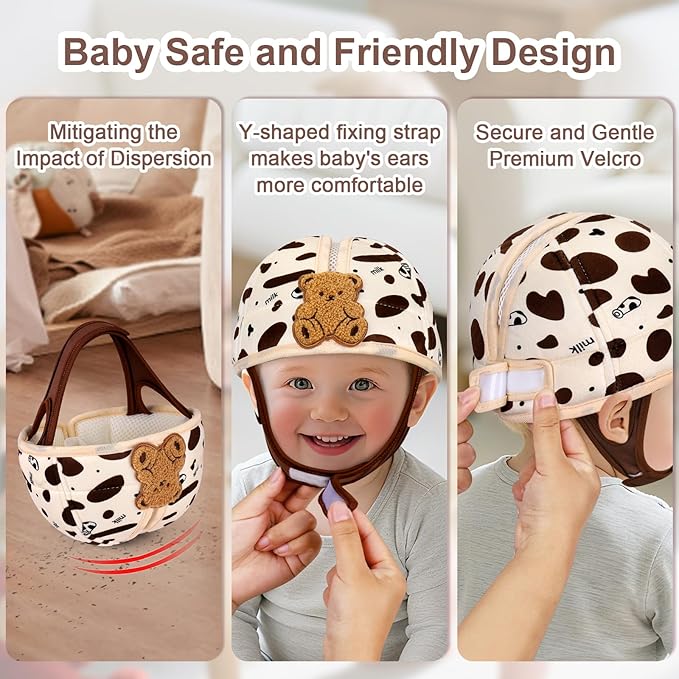 Accmor Baby Head Protector, Baby Helmet for Crawling Walking, Cute Brown Bear Infant Headguard Soft Cushion Lightweight Breathable Protective Caps, Anti-Collision Toddler Helmets for 6m-24m Boys Girls