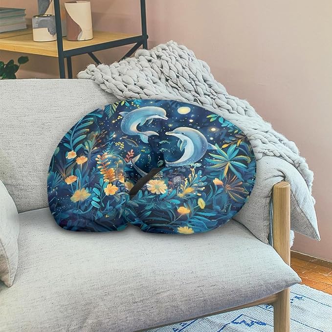 Dolphin Nursing Pillow Cover Girl Breast Feeding Pillows for Mom, Nursing Pillows for Breastfeeding, Slipcovers for Newborn Boys & Girls